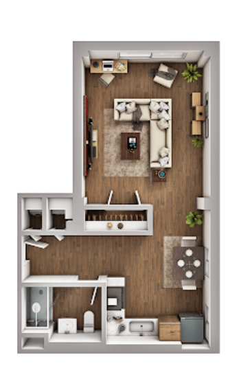 Floor plan for studio, 425 sqft